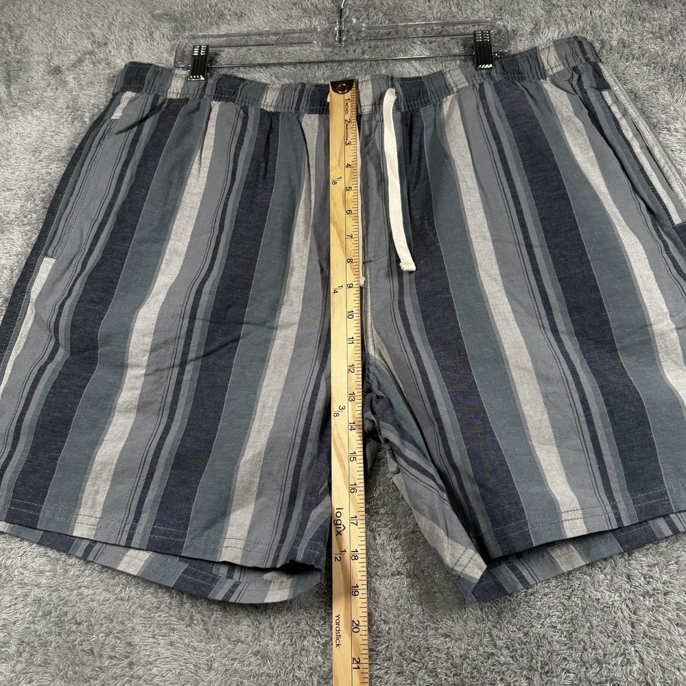 Katin Shorts Mens 2XL Gray Striped Linen Blend Drawstring Chino Pockets Casual - Picture 5 of 12